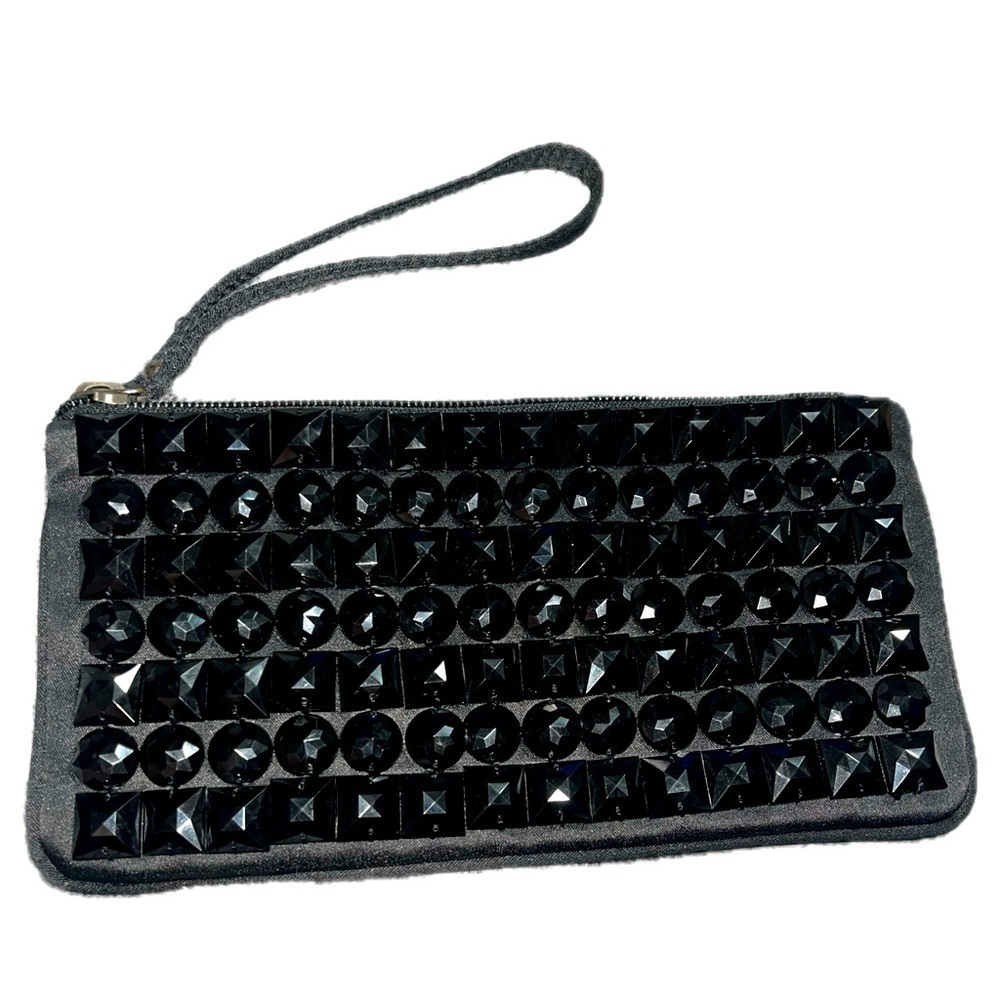 HP🎉Ann Taylor LOFT Black Satin Beaded Clutch Wristlet